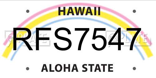RFS7547 Hawaii License Plate