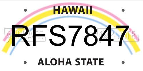 RFS7847 Hawaii License Plate