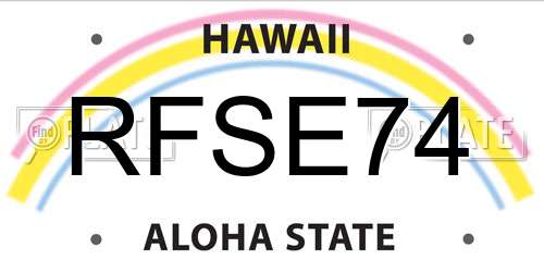 RFSE74 Hawaii License Plate