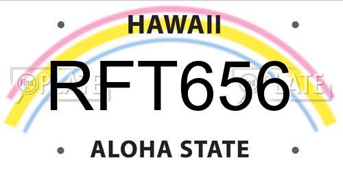 RFT656 Hawaii License Plate