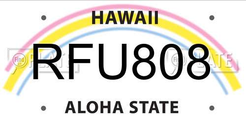 RFU808 Hawaii License Plate