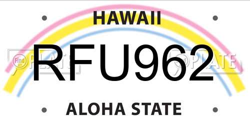 RFU962 Hawaii License Plate