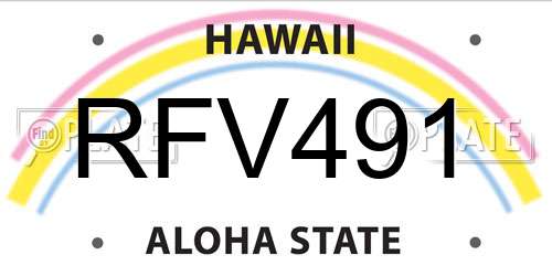 RFV491 Hawaii License Plate