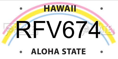 RFV674 Hawaii License Plate
