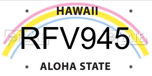 RFV945 Hawaii License Plate