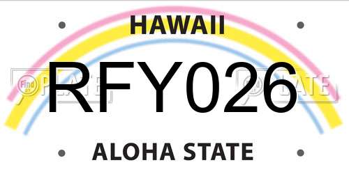 RFY026 Hawaii License Plate