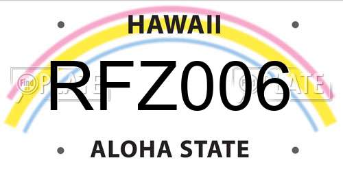 RFZ006 Hawaii License Plate