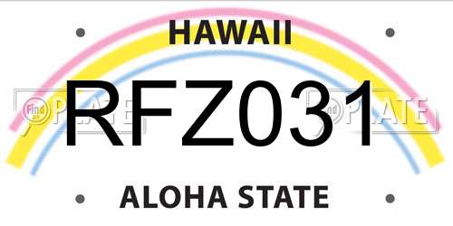 RFZ031 Hawaii License Plate