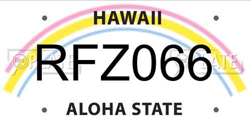 RFZ066 Hawaii License Plate