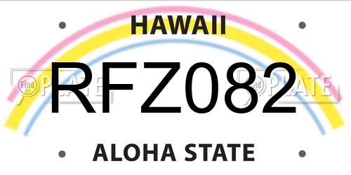 RFZ082 Hawaii License Plate