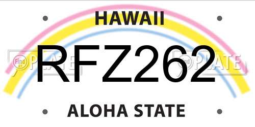 RFZ262 Hawaii License Plate