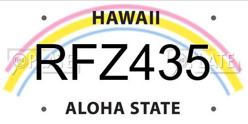 RFZ435 Hawaii License Plate