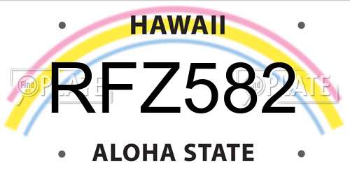 RFZ582 Hawaii License Plate