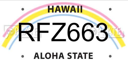 RFZ663 Hawaii License Plate