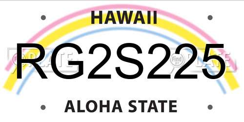 RG2S225 Hawaii License Plate