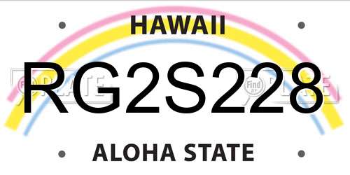 RG2S228 Hawaii License Plate