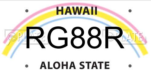 RG88R Hawaii License Plate