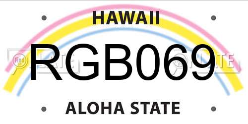 RGB069 Hawaii License Plate