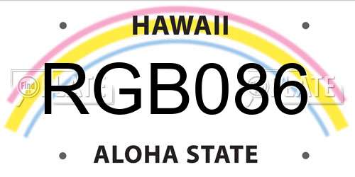 RGB086 Hawaii License Plate