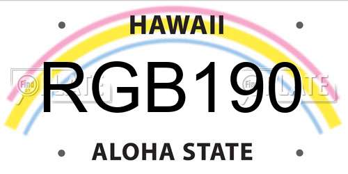 RGB190 Hawaii License Plate