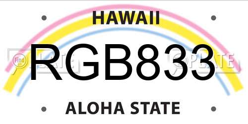 RGB833 Hawaii License Plate