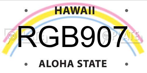 RGB907 Hawaii License Plate
