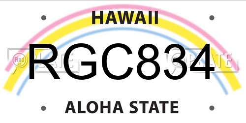RGC834 Hawaii License Plate