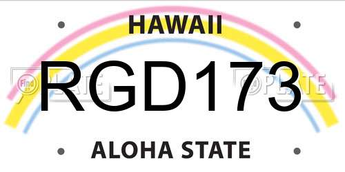 RGD173 Hawaii License Plate