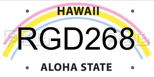 RGD268 Hawaii License Plate