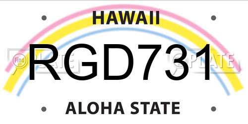 RGD731 Hawaii License Plate