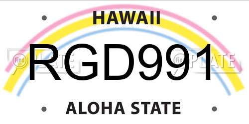 RGD991 Hawaii License Plate