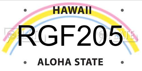 RGF205 Hawaii License Plate