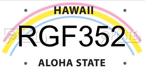 RGF352 Hawaii License Plate