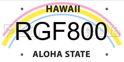 RGF800 Hawaii License Plate