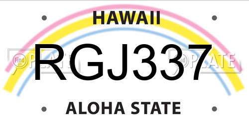 RGJ337 Hawaii License Plate