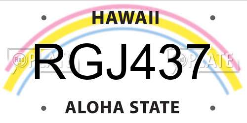 RGJ437 Hawaii License Plate