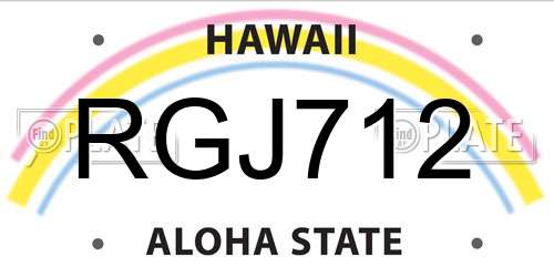 RGJ712 Hawaii License Plate