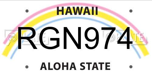 RGN974 Hawaii License Plate