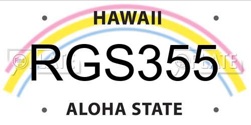 RGS355 Hawaii License Plate