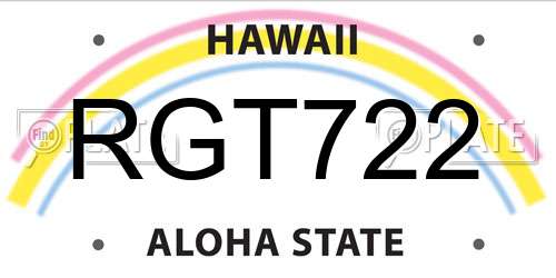 RGT722 Hawaii License Plate