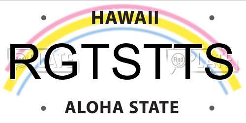 RGTSTTS Hawaii License Plate