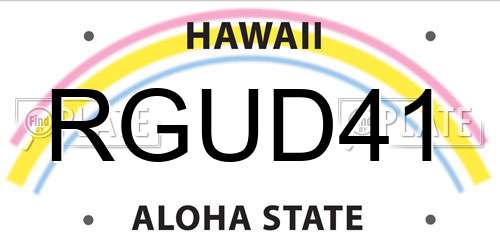 RGUD41 Hawaii License Plate