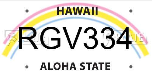 RGV334 Hawaii License Plate