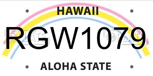 RGW1079 Hawaii License Plate