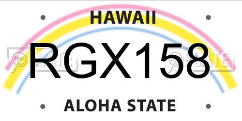 RGX158 Hawaii License Plate