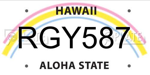 RGY587 Hawaii License Plate