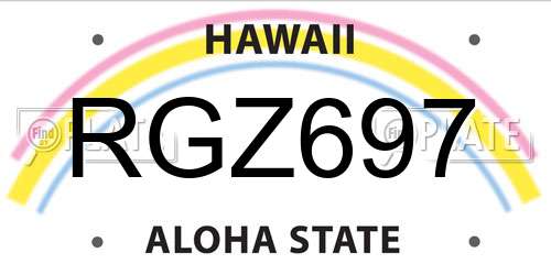 RGZ697 Hawaii License Plate