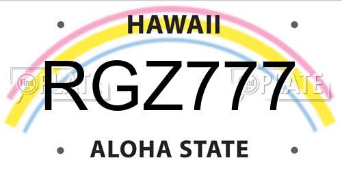 RGZ777 Hawaii License Plate