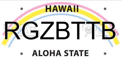 RGZBTTB Hawaii License Plate