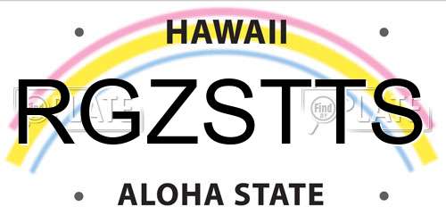 RGZSTTS Hawaii License Plate